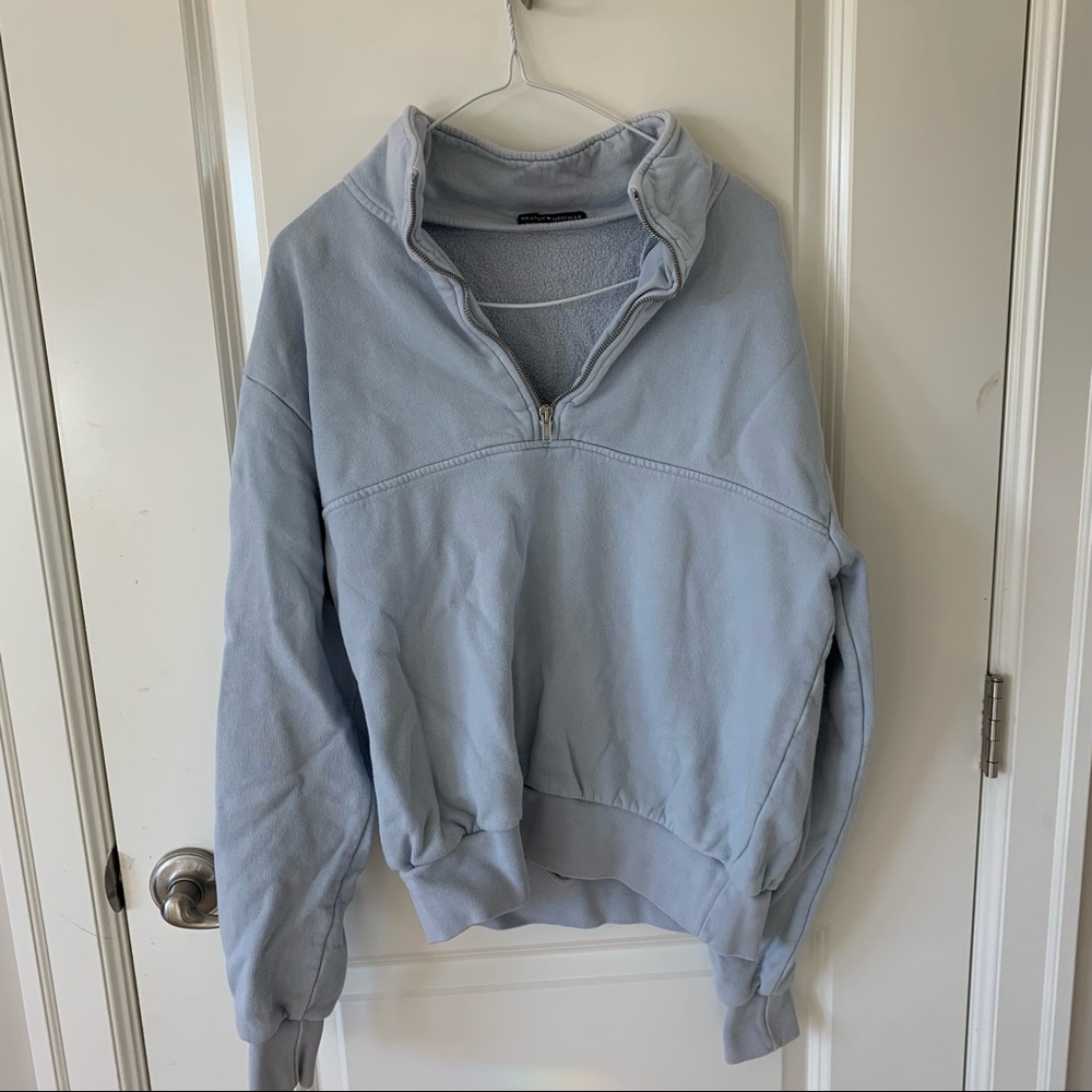 Brandy Melville light blue quarter zip sweatshirt